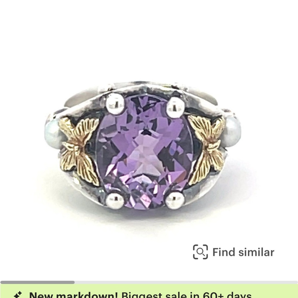 Stunning Purple Gemstone Ring with Gold Accents